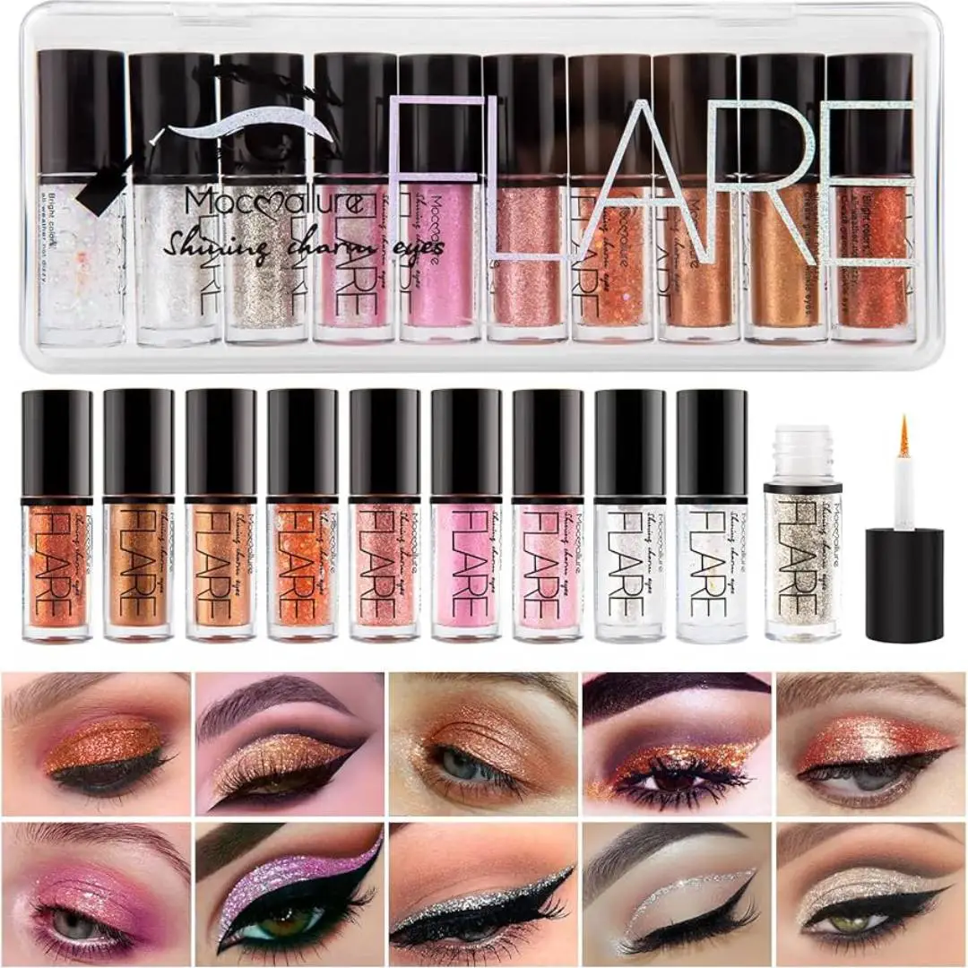 Mocallure Flare Glitter Liquid Eyeshadow 10Pcs Set - Image 3