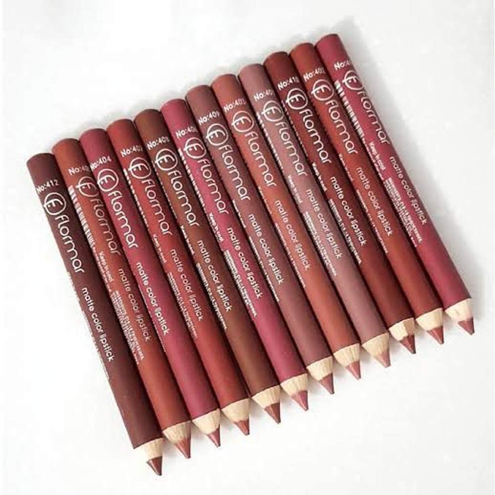 Flormar Rouge 12 Colors Wood Lip Pencil Set with Banners Cap